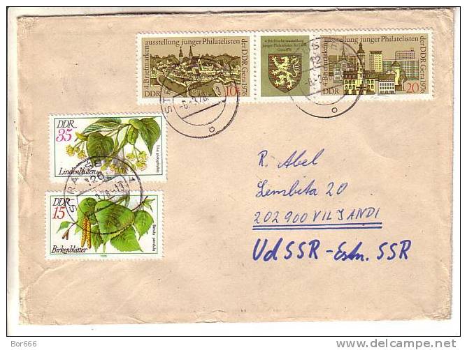 GOOD DDR Postal Cover To ESTONIA 1978 - Good Stamped: Stamps Exhibition ; Flora - Covers & Documents