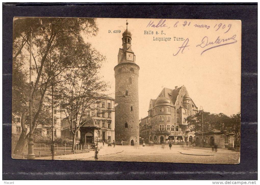 34924   Germania,    Halle A.S.  - Leipziger  Turm,  VG  1909 - Halle (Saale)