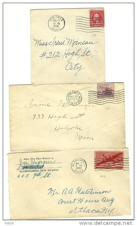 ETATS-UNIS &ndash; Oblit. Diverses (N° Yvert)* Lot De 10 Enveloppes &ndash; Affrts. Divers * HOLYOKE  DEC.21-1936/229 &n - Postal History