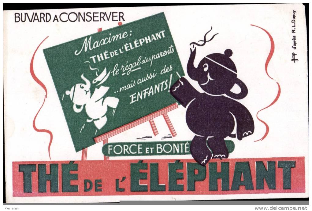 BUVARD PUBLICITAIRE " THE DE L'ELEPHANT - Café & Té