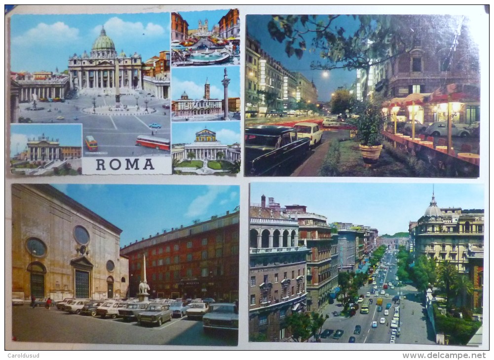 CP Lot 4x Rome Piazza Della Minerva Hotel Vittorio Veneto Cox Bus Voiture Bmw Fiat Gordini Elefante Obelisque - Collections & Lots