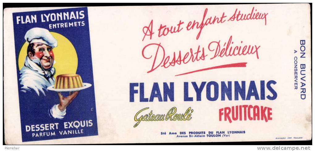 FLAN LYONNAIS - BUVARD PUBLICITAIRE - Food