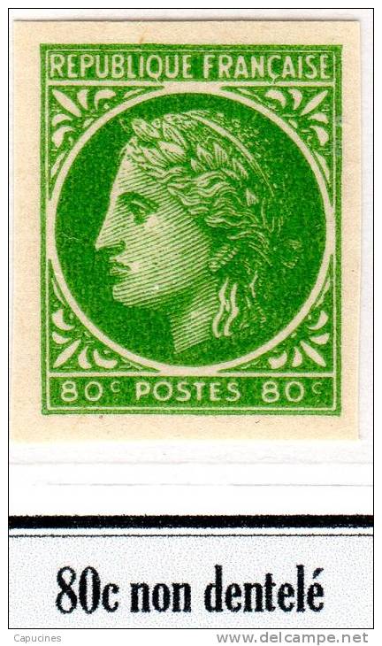 CERES DE MAZELIN -  80c Vert-jaune N° 675** (non Dentelè) - 1945-47 Ceres Of Mazelin