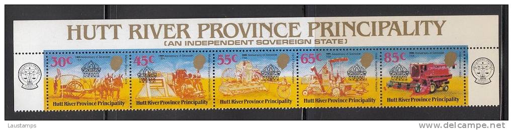 Hutt River Province (Australia) 1985 15th Anniversary(Overprint) Strip MNH - Cinderellas