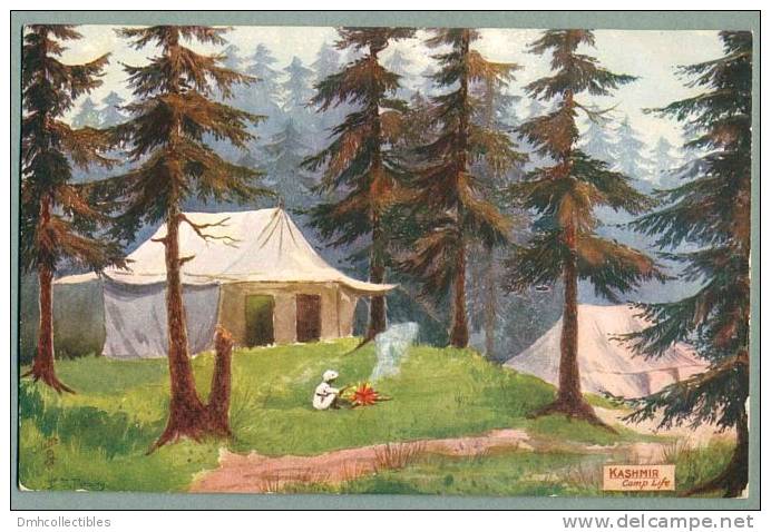 Camp Life In Kashmir India Ca. 1909 Raphael Tuck Oilette Postcard Artist-signed F.G. Parbury (kk-6) - India