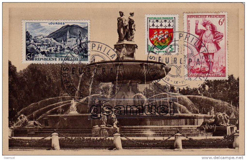 Carte Postale - Aix En Provence - Timbre Et Cachet Exposition Philatelique Paris 1959 - EUROPA -  (voir Scan). - Cachets Commémoratifs