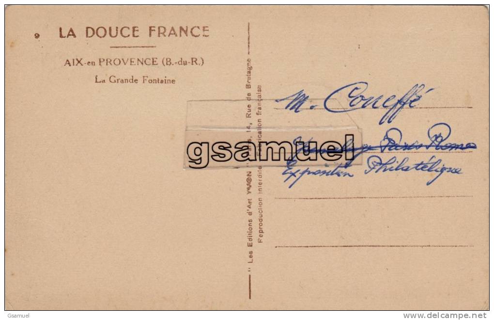 Carte Postale - Aix En Provence - Timbre Et Cachet Exposition Philatelique Paris 1959 - EUROPA -  (voir Scan). - Cachets Commémoratifs