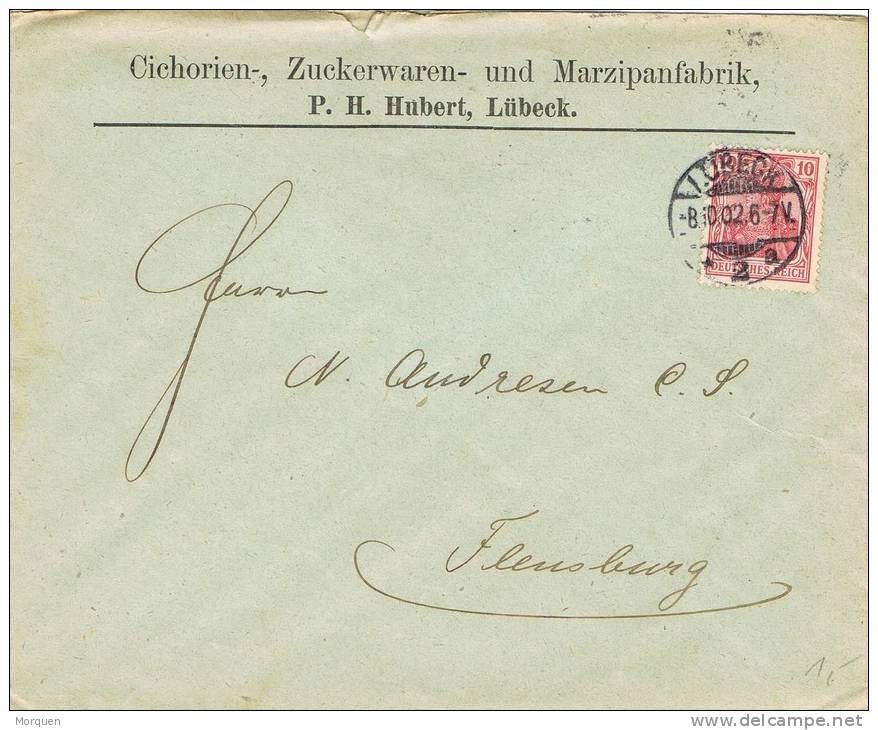 0551. Carta LUBECK (Alemania Reich) 1902. Comercial Cichorien, Zuckerwaren, Marzipan - Cartas & Documentos