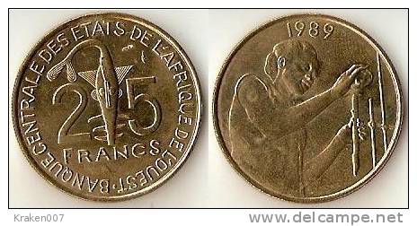 West African States  25 Francs 1989 - Otros – Africa