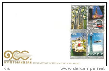 THAILANDE.Centenaire Du Ministre Des Transports (Airport Express Train,ponts Et Viaduc, Etc)   FDC 2012 - Sonstige & Ohne Zuordnung