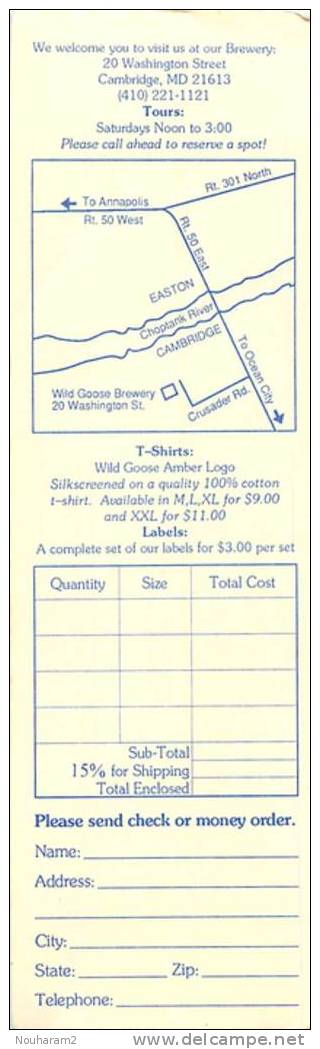 Marque Pages . Ref. 053. Wild Goose Brewery - Est. 1989 - Marque-Pages