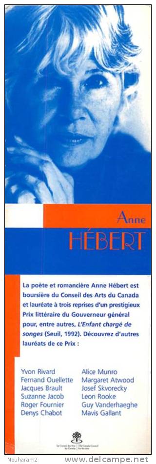 Marque Pages . Ref. 057. Anne HEBERT - Le Conseil Des Arts Du Canada - Marque-Pages