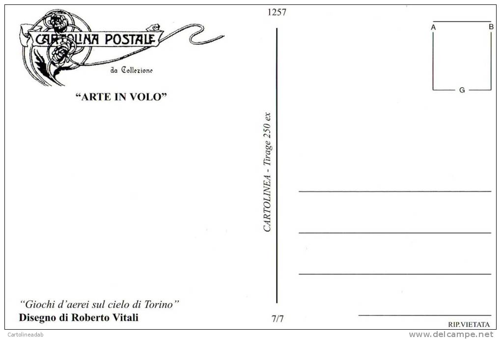 [DC1257] CARTOLINEA - ARTE IN VOLO - GIOCO D'AEREI SUL CIELO DI TORINO - DISEGNO DI ROBERTO VITALI (7 DI 7) - Altri & Non Classificati