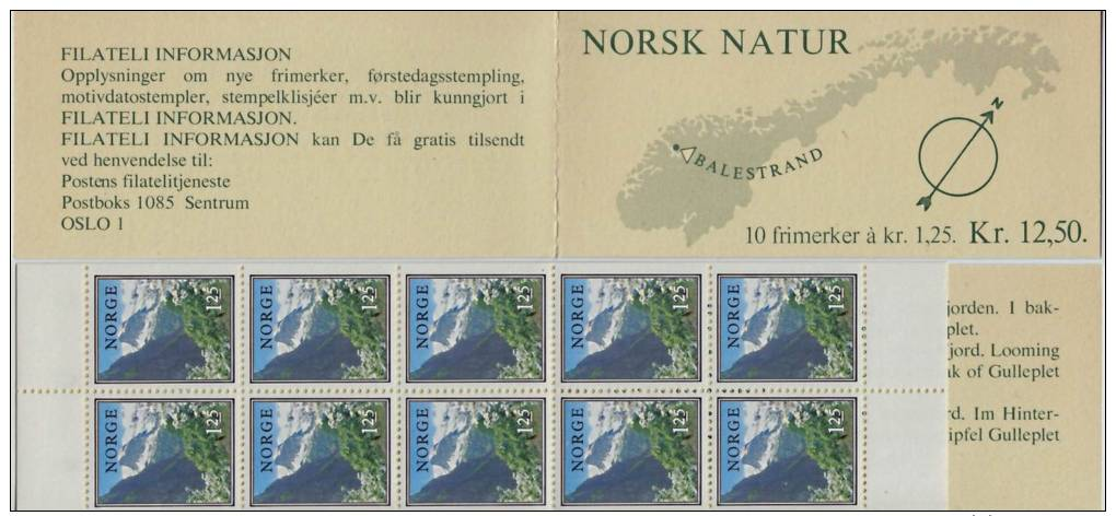 Norwegen  Markenheftchen  Landschaften 1976   Mi.Nr. 727  **  Postfrisch - Markenheftchen