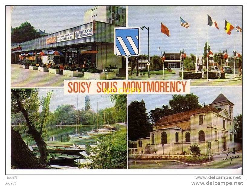 SOISY SOUS MONTMORENCY  - 4 Vues  : Centre Commercial - Hôtel De Ville - Le Lac - L´Eglise  - N°  8137 - Soisy-sous-Montmorency