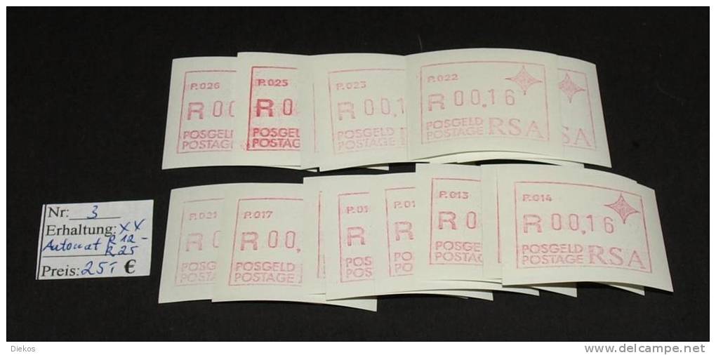 RSA   ATM Frama  Michel Nr:   3  Automat R12-R25  ** MNH Postfrisch  #3152 - Frama Labels