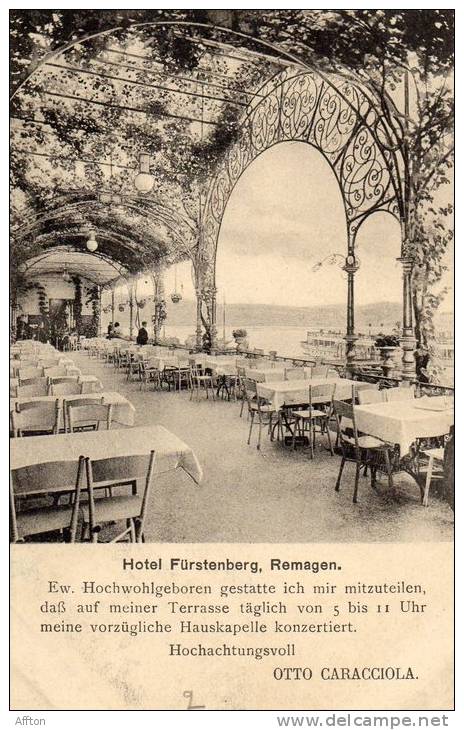 Remagen Hotel Furstenburg 1900 Postcard - Remagen