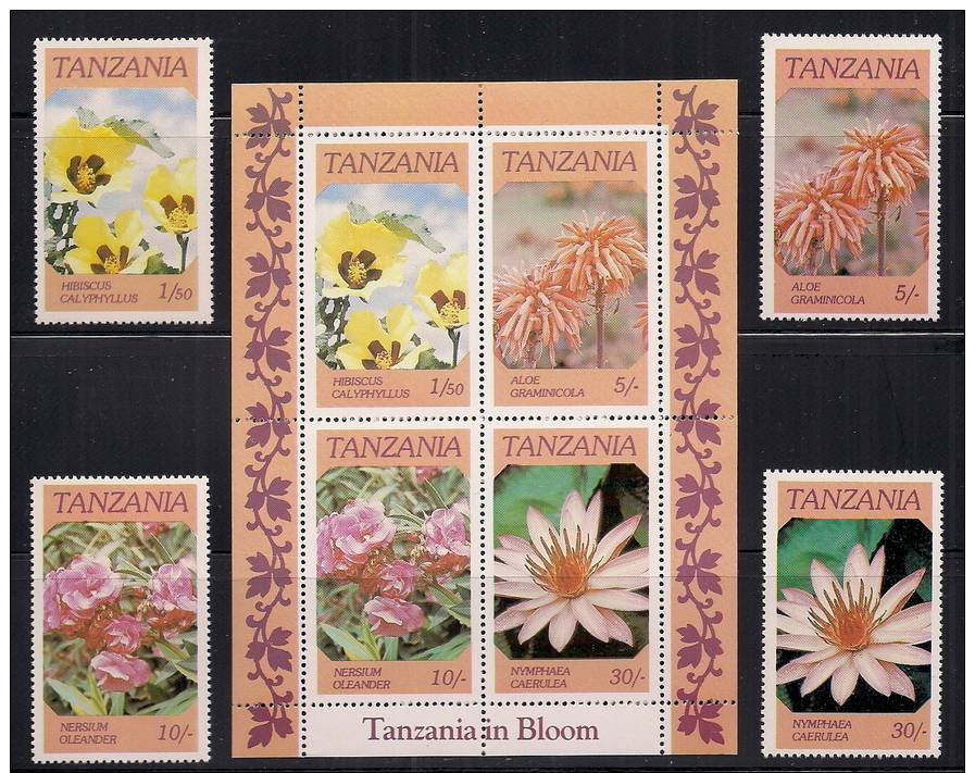 315-318A       Indigenous Flowers     Stamps + Sheet   Special  Price - Tanzanie (1964-...)