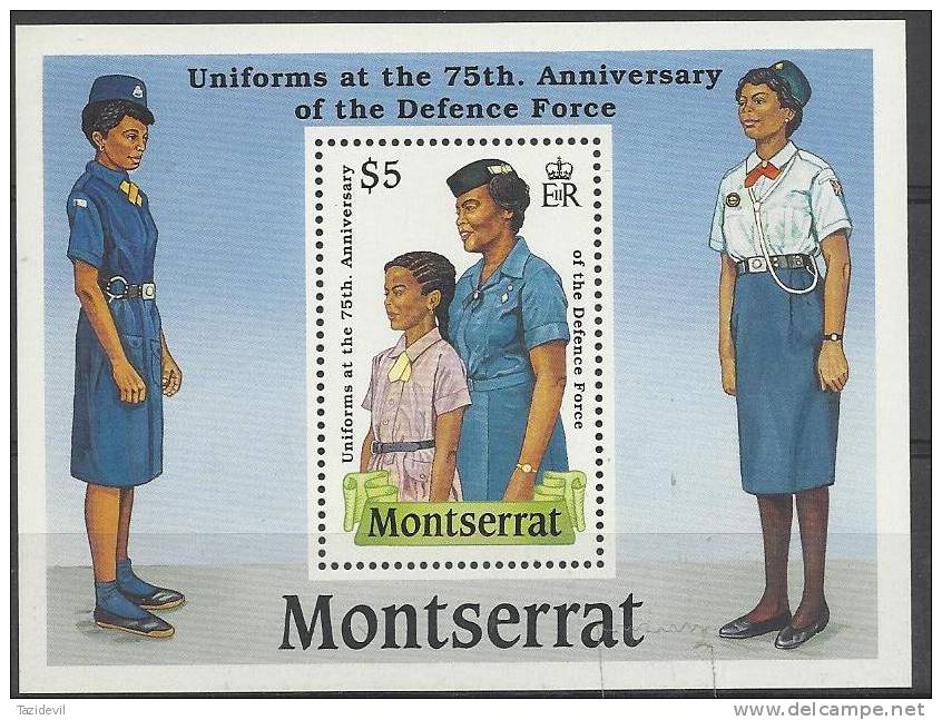 MONTSERRAT - 1989 Defence Force Uniforms Souvenir Sheet. Scott 711. MNH ** - Montserrat