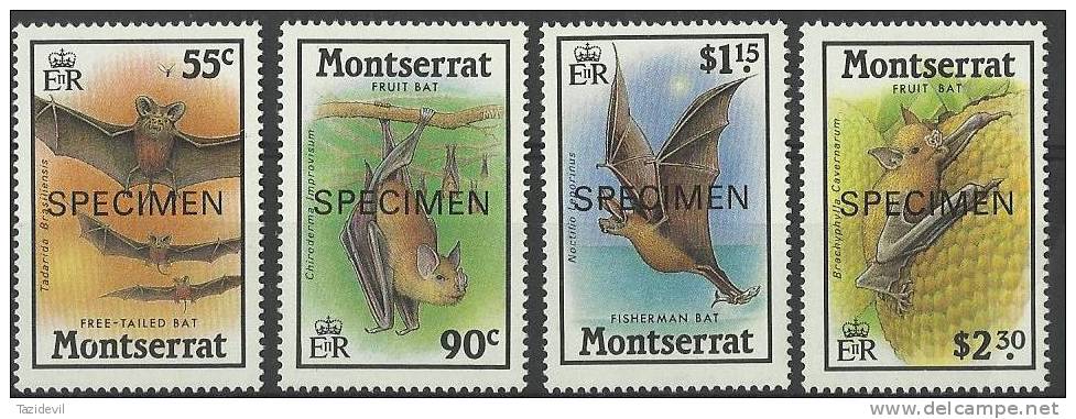 MONTSERRAT - 1988 Bats Overprinted SPECIMEN. Scott 667-70. MNH ** - Montserrat