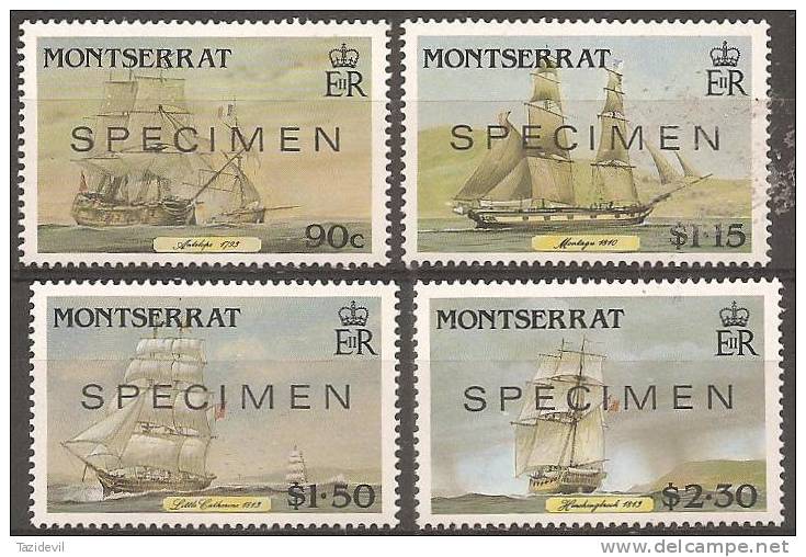 MONTSERRAT - 1986 Sailing Ships Overprinted SPECIMEN. Scott 618-21. MNH ** - Montserrat