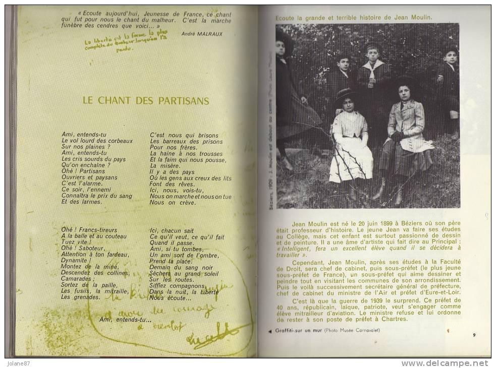 BIBLIOTHEQUE DE TRAVAIL 40 44    IMAGES DE LA RESISTANCE    JEAN MOULIN  MAQUIS MAQUISARDS   VERCORS  DEPORTATION DROME - Geschiedenis