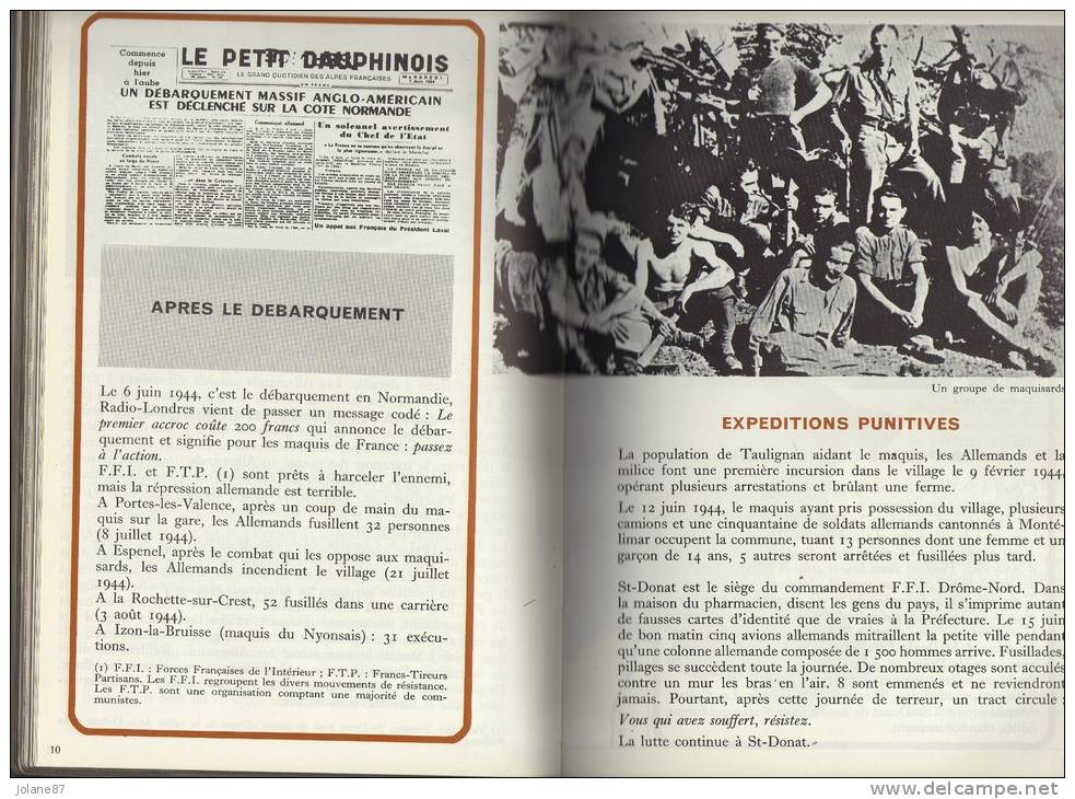 BIBLIOTHEQUE DE TRAVAIL 40 44    IMAGES DE LA RESISTANCE    JEAN MOULIN  MAQUIS MAQUISARDS   VERCORS  DEPORTATION DROME