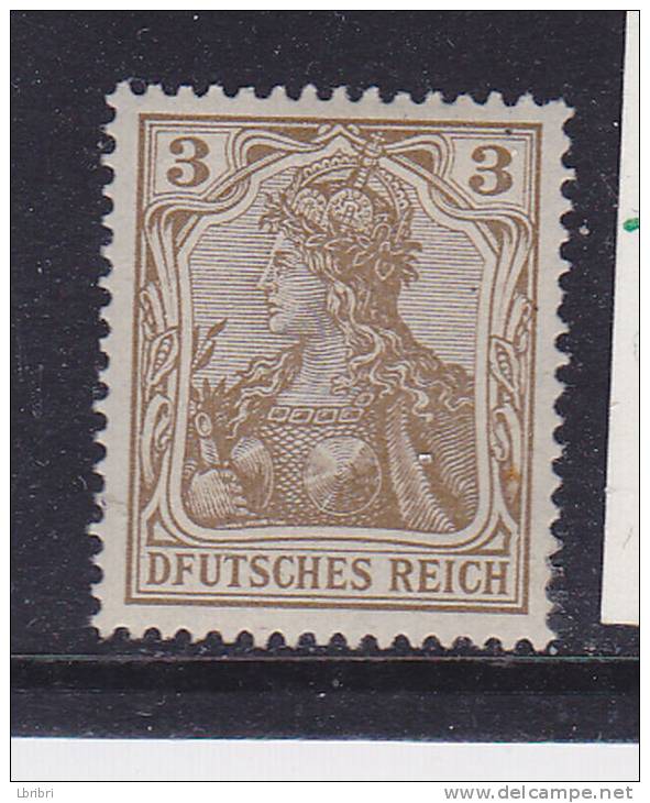 ALLEMAGNE N° 67 3P BRUN LEGENDE DEUTSCHES REICH E DE DEUTSCHES EFFACE EN BAS NEUF AVEC CHARNIERE - Unused Stamps