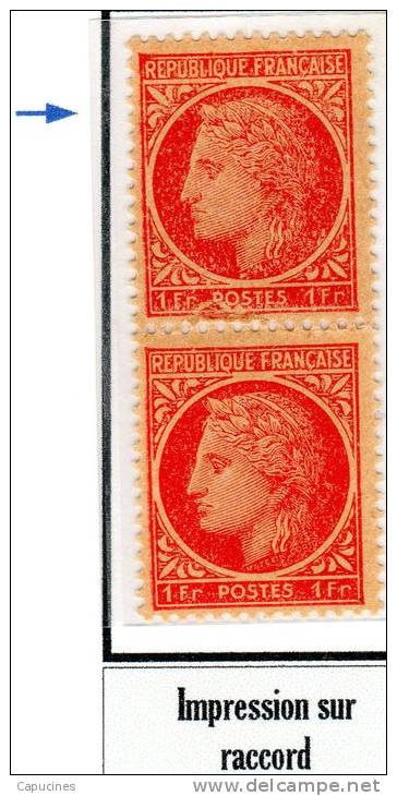 CERES DE MAZELIN -1F Rose-rouge N° 676** ( Impression Sur Raccord) - 1945-47 Ceres De Mazelin