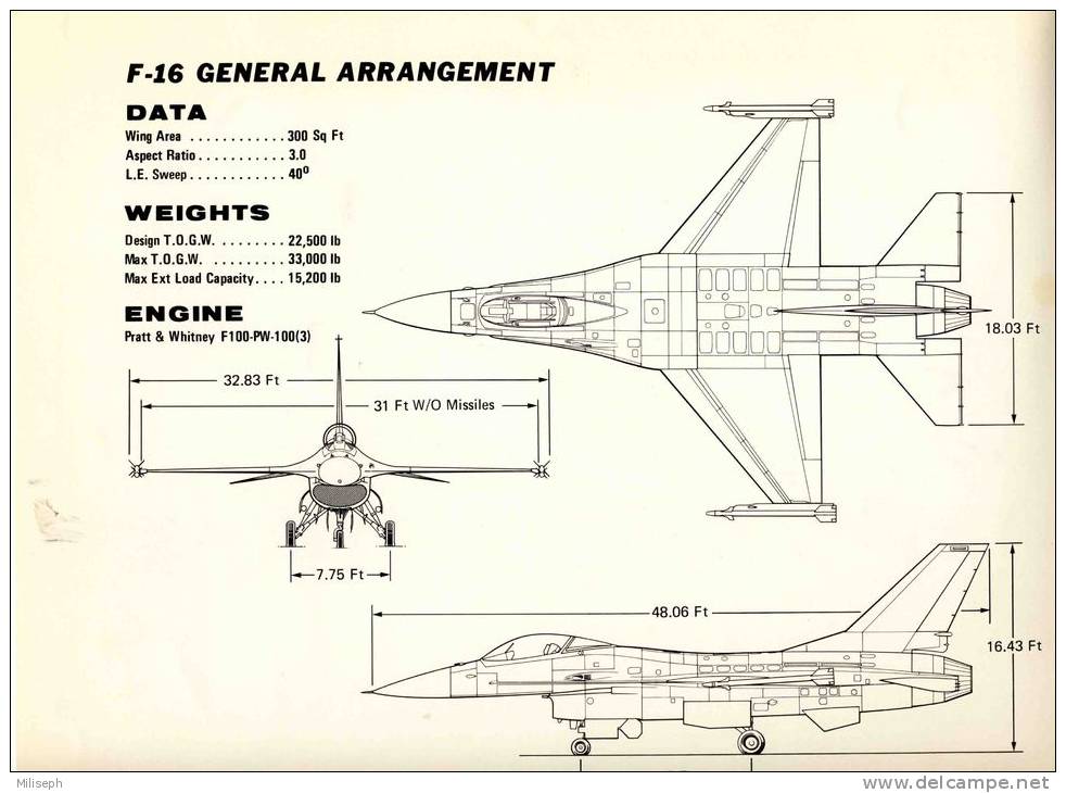 Lot De 2 Photos - Général Dynamics - USA Air Force - Avion - F-16 Air Combat Fighter - Fiche Technique       (2943) - Aviazione