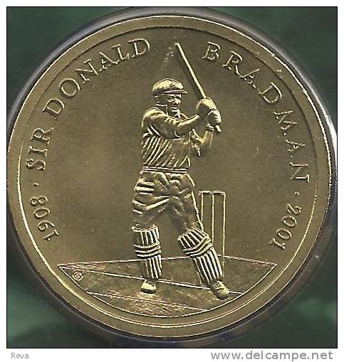 AUSTRALIA $5 DOLLARS DONALD BRADMAN CRICKET SPORT  FRONT QEII HEAD BACK 2001 UNC READ DESCRIPTION CAREFULLY !! - 5 Dollars