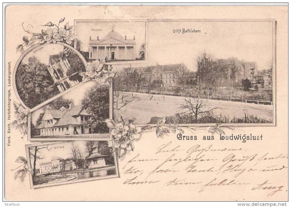 Gruss Aus Ludwigslust Stift Bethlehem Kath + Evang Kirche Schweizer Haus Schloß 21.8.1901 Gelaufen - Ludwigslust