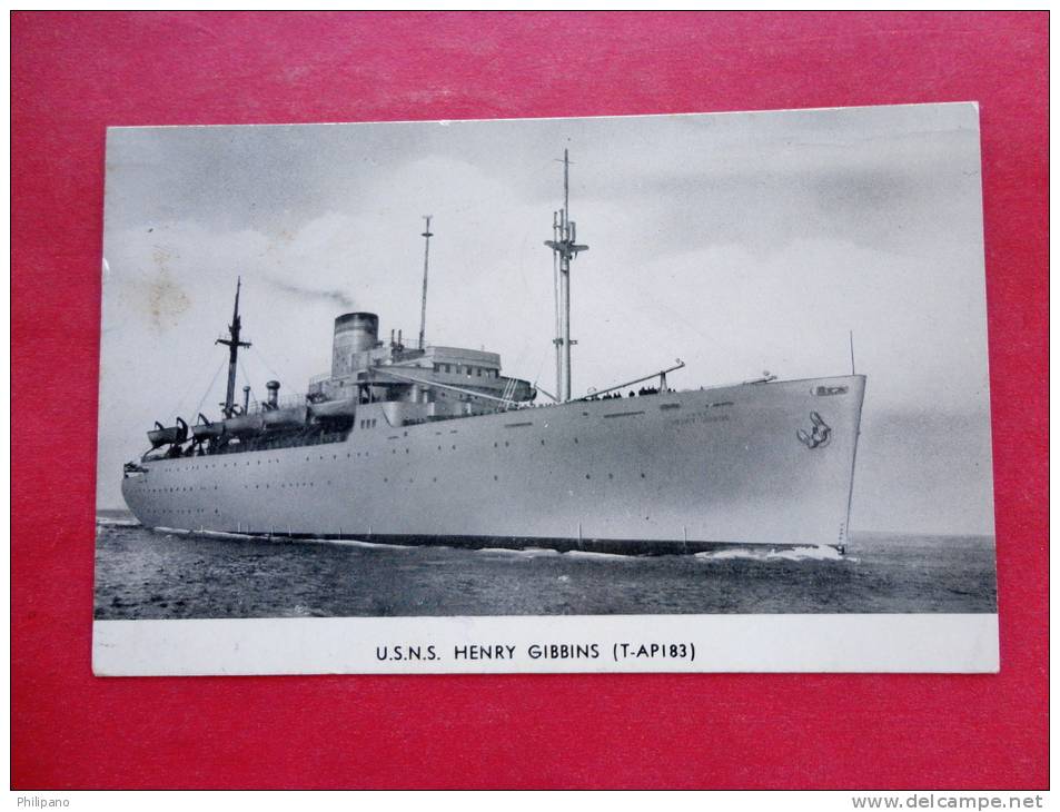 > Transport > Ships > Warships -- U.S.N.S. Henry Gibbins 1953 Cancel-  -ref  779 - Guerra