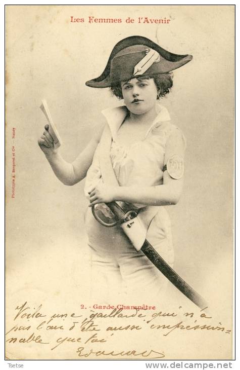 Jolie Fillette Déguisée En Garde-Champêtre -1903 ( Voir Verso ) - Cartes Humoristiques