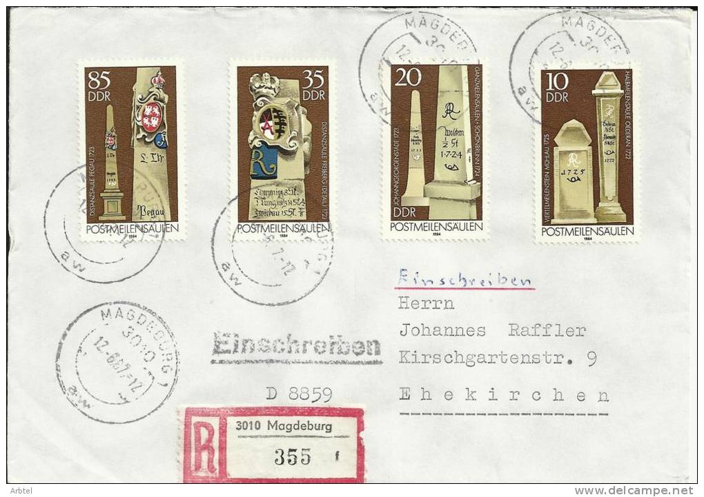 ALEMANIA DDR CC CERTIFICADA COLUMNAS DE DISTANCIAS POSTALES CORREOS - Postcode