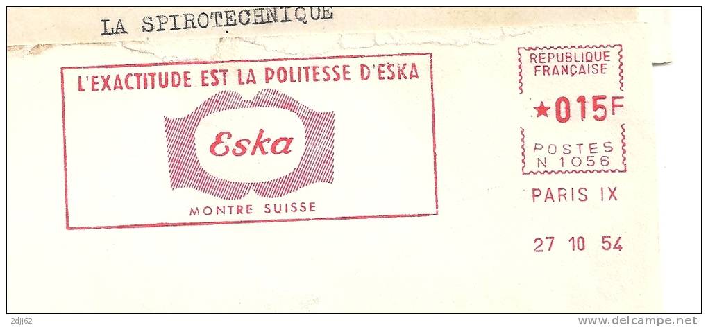 Montre, Exactitude, Politesse, "Eska", Suisse - EMA Secap N  - Devant D'Enveloppe    (K658) - Relojería