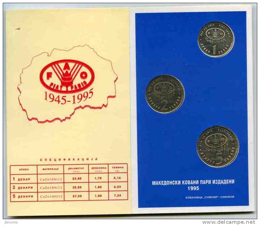 Macédoine Macedonia Coffret Officiel 1995 1 à 5 Dinari FAO BU - Macédoine Du Nord