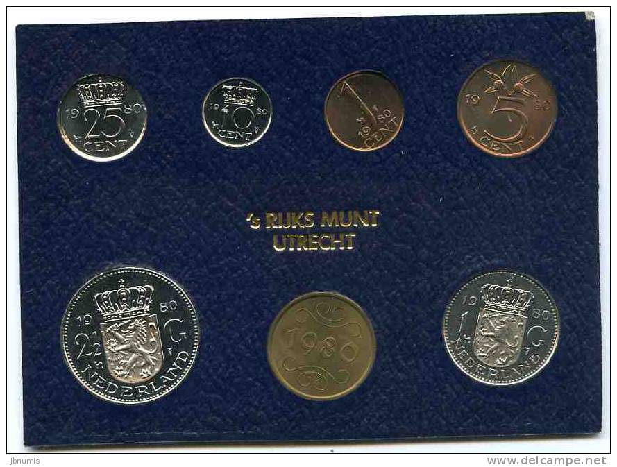 Pays-Bas Netherland Coffret Officiel BU 1 Cent à 2 1/2 Gulden 1980 + Jeton KM SS12 - Mint Sets & Proof Sets