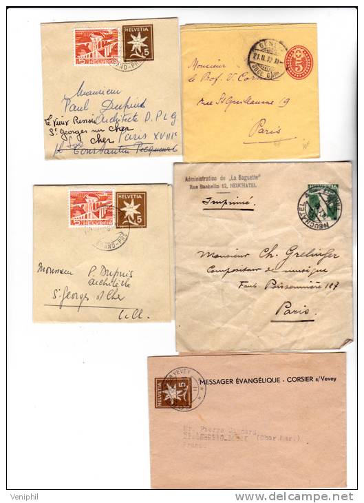 SUISSE / LOT DE 5 BANDES JOURNAUX -OBLITEREES DE 1892 A 1930 TB - Stamped Stationery