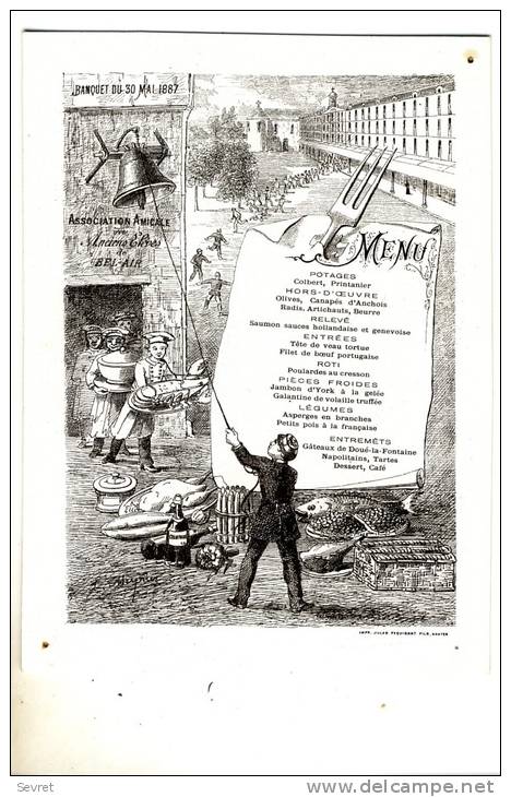 MENU Du 30 Mai 1887 -Association Des Anciens élèves De Bel Air- Imprimerie Jules Péquignot NANTES - Menu