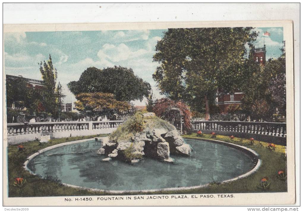 BR46770 Fountain In San Jacinto Plaza El Paso Texas     2 Scans - El Paso