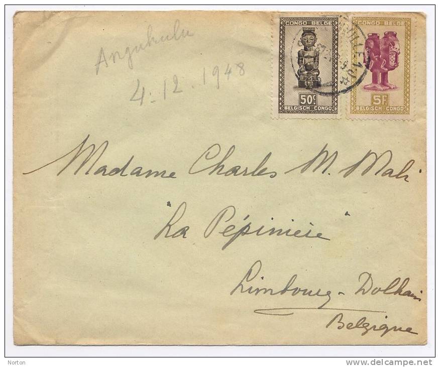 Congo Belge : 282 + 290 Sur Lettre Stanleyville 1948 - Storia Postale