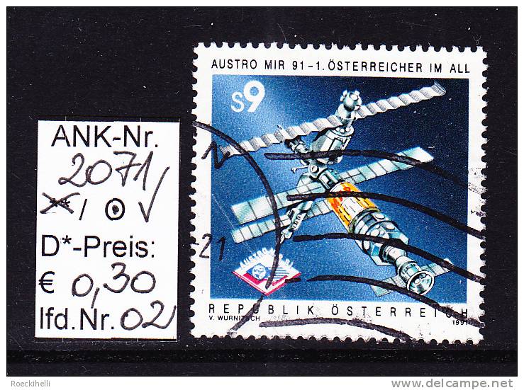 2.10.1991  -  SM  "AUSTRO MIR '91 -  Österreicher Im All"  -  O  Gestempelt   -  Siehe Scan  (2071o 02) - Gebraucht