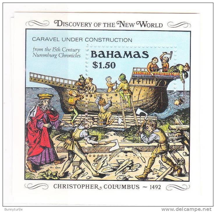 Bahamas 1989 Discovery Of America Columbus Ship Construction S/S MNH - Christoffel Columbus