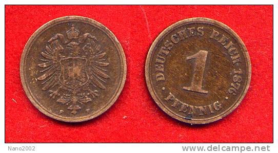 ALLEMAGNE - DEUTSCHLAND - GERMANY - 1PFENNIG 1876 F - 25 Pfennig