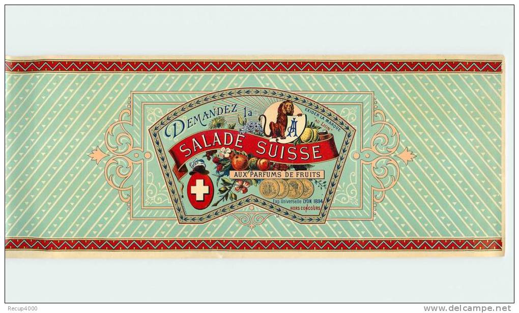 ETIQUETTE  Fruits  SALADE SUISSE  Exposition 1894   Format 370 X 150 - Fruits & Vegetables