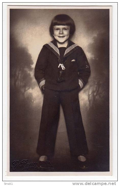 PHOTOGRAPHS CHILDREN A BOY LIKE A SAILOR LJ. REPUTIN ZAGREB OLD POSTCARD - Photographs