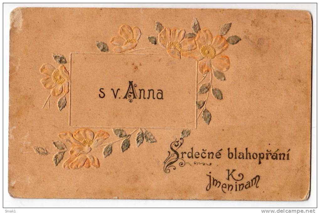 NAME DAY ST. ANNA RELIEF OLD POSTCARD - Other & Unclassified