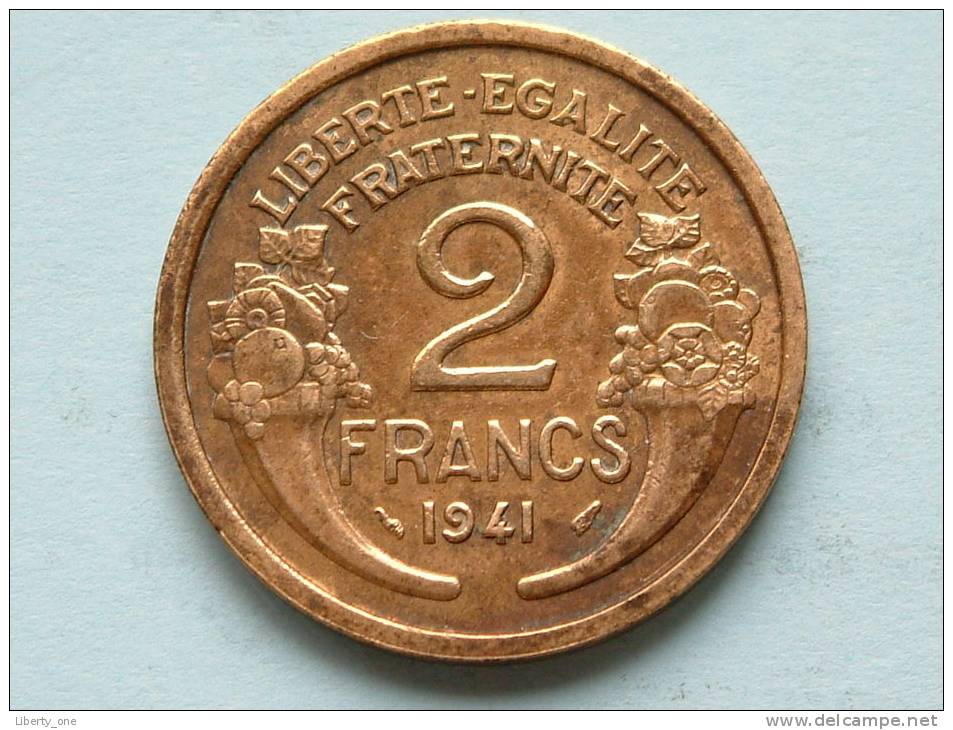 1941 - 2 FRANCS / KM 886 ( Uncleaned Coin / For Grade, Please See Photo ) !! - Other & Unclassified