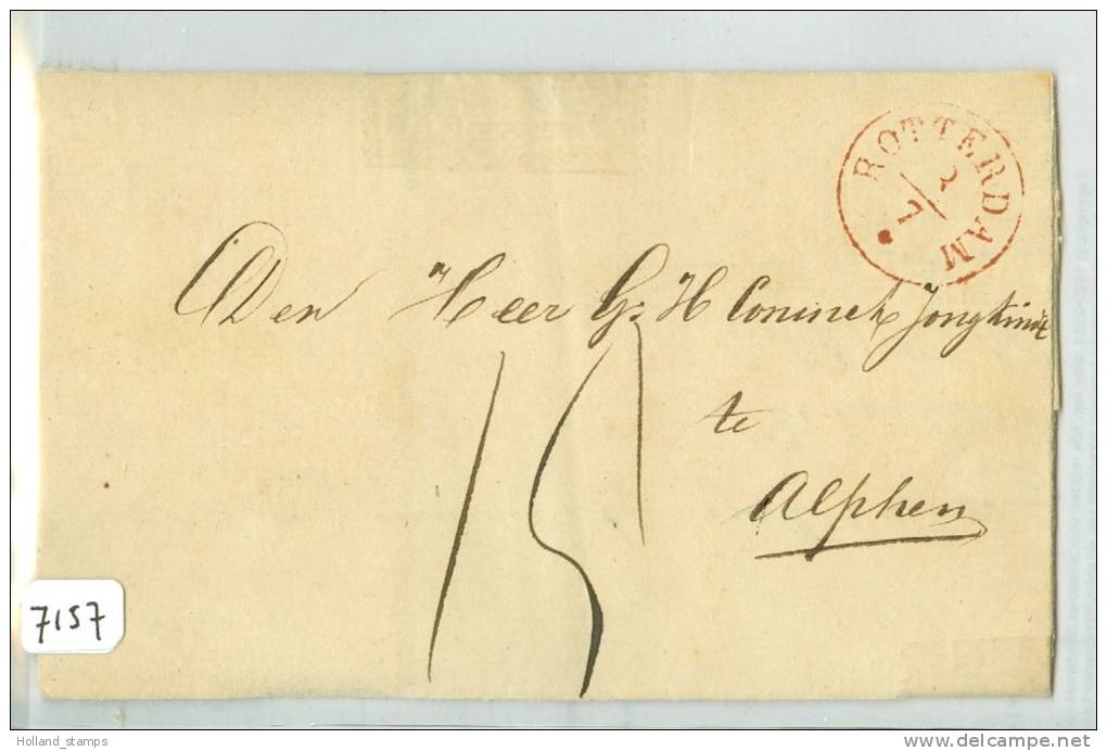 VOORLOPER * HANDGESCHREVEN BRIEF Uit 1842 Van ROTTERDAM Naar ALPHEN  (7157) - ...-1852 Préphilatélie